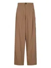 Darkpark Pleated-front Chain-detail Trousers In Brown