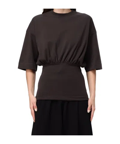 Darkpark Pleated Waist Short-sleeved T-shirt In Brown