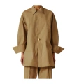 Darkpark Womens Camel Jodie Notch-lapel Cotton-blend Shirt In Brown
