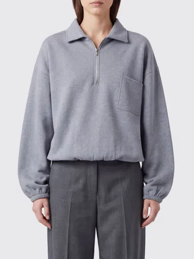 Darkpark Relaxed Fit Cotton Polo Sweatshirt With Zip And Dropped Shoulders In Grey 1