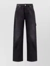 Darkpark Relaxed Fit Denim Trousers With Fringed Hem In Black