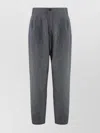 Darkpark Relaxed Fit Wool Trousers With Pleated Front In Gray