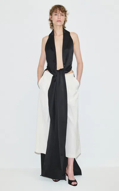 Darkpark Renee Long Satin Top In Black