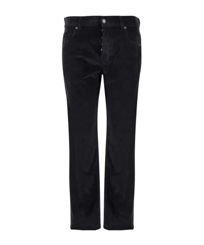Darkpark Ring-hem Corduroy Pants In Black