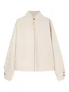 Darkpark Organic Cotton Jacket With High Collar And Pockets In White