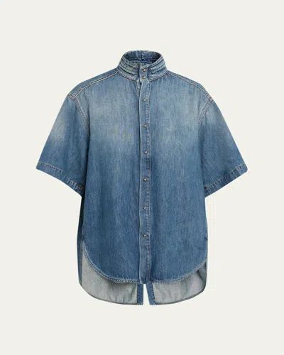Darkpark Roberta Short-sleeve Denim Shirt In Blue