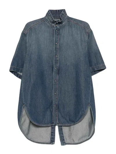 Darkpark Roberta Tencel Denim Collar Shirt In Blue