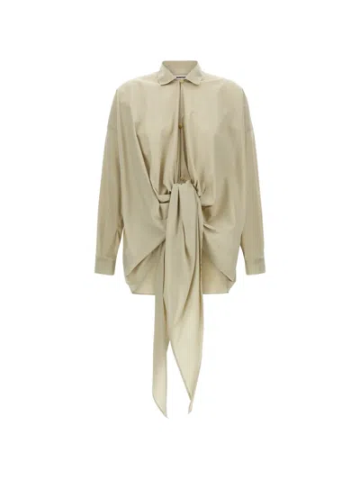 Darkpark Romy Tie-waist Button Shirt In Neutral