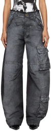 Darkpark Rosalind Barrel Leg Cargo Pants In Black