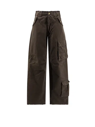 Darkpark High Waist Wide Leg Cargo Trousers In Brown