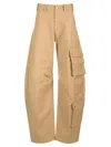 Darkpark Frayed Hem Cotton Rosalind Cargo Pants With Logo-buttons In Beige