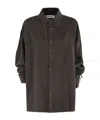 Darkpark Keanu Tencel Denim Rouche Shirt In Brown