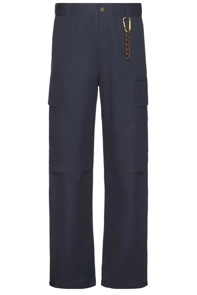 Darkpark Saint Heavy Twill Cargo Pants In Blue Navy