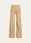 Darkpark Sam Canvas High-rise Flare Pants In Beige
