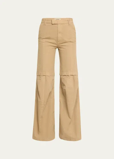 Darkpark Sam Canvas High-rise Flare Pants In Beige