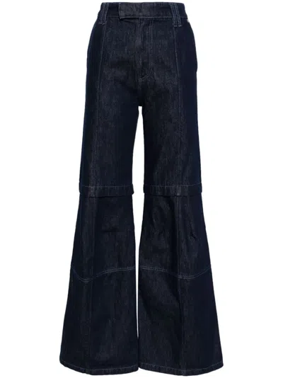Darkpark Daisy Contrast-stitching Wide Leg Jeans In Blue