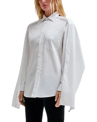 Darkpark Scarf Overlay Button Front Shirt In White