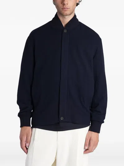 Darkpark Sean Concealed-fastening Bomber Jacket In Blue