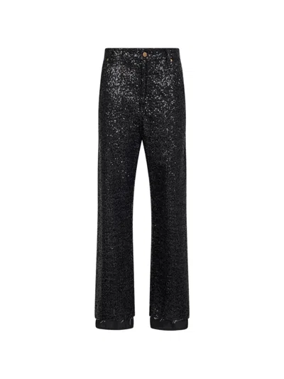 Darkpark Sequin-embellished Frayed Jeans In Black