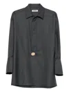 Darkpark Button-detail Wool Blouse In Blue