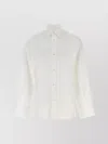 Darkpark Structured Collar Cotton Shirt With Long Sleeves And Side Slits In White