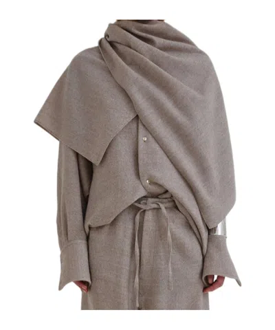 Darkpark Shirt With Detachable Scarf In Gray