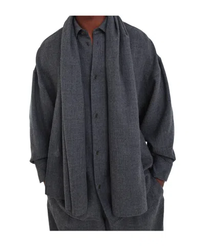 Darkpark Shirt With Detachable Scarf In Gray