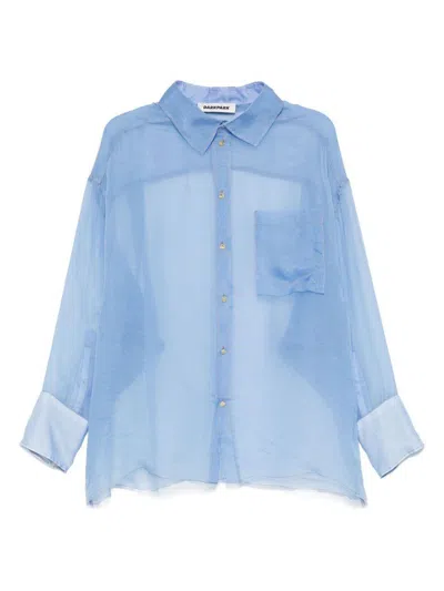 DARKPARK DARKPARK CORNFLOWER BLUE SILK SEMI-TRANSPARENT SHIRT