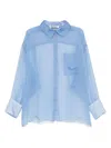 Shop Darkpark Cornflower Blue Silk Semi-transparent Shirt