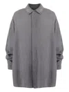 Darkpark Casual Denim Shirt Adjustable Cuffs In Gray