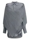 Darkpark Draped Wool Shirt With Textured Fabric In Gray