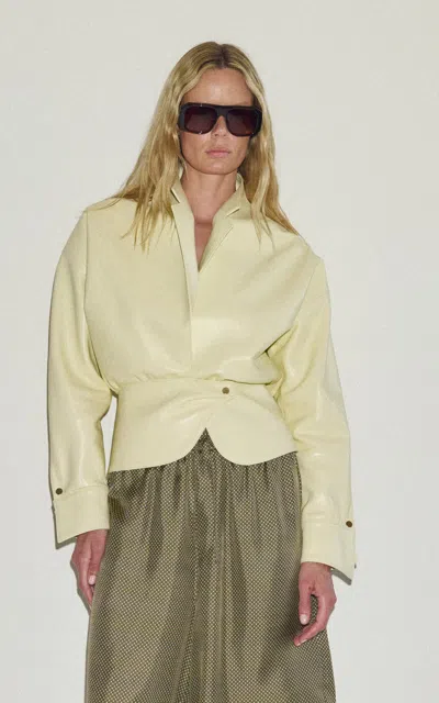 Darkpark Sissy Leather Peplum Jacket In Yellow