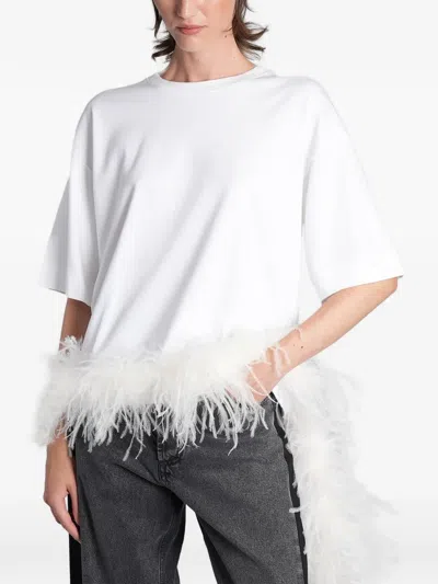 Darkpark Smith Feather-trim T-shirt In White