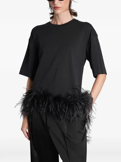 Darkpark Smith Feather-trim T-shirt In Black