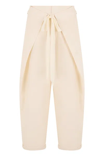 Darkpark Wide-leg Pants With High Waist And Drawstring In White