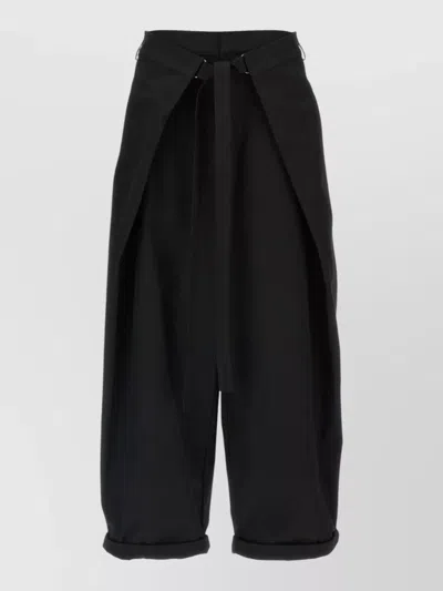 Darkpark Stella Wide Leg Cuffed Hem Trousers In Black