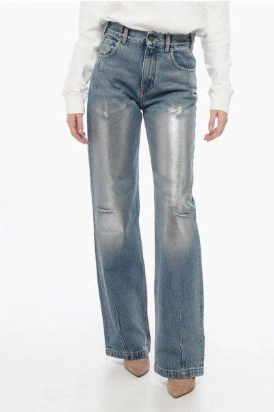 Darkpark Straight Leg Denims With Silver-tone Spray Detail 23cm In Blue