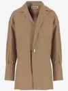 Darkpark Womens Camel Jodie Notch-lapel Cotton-blend Shirt In Beige
