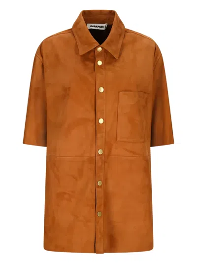 Darkpark Suede Buttoned Shirt In Neutral