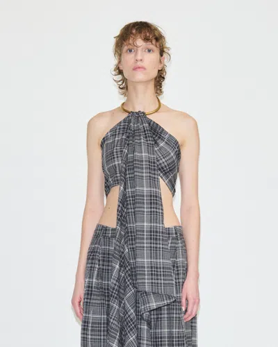 Darkpark Summer Plaid Stretch-cotton Top In Multi