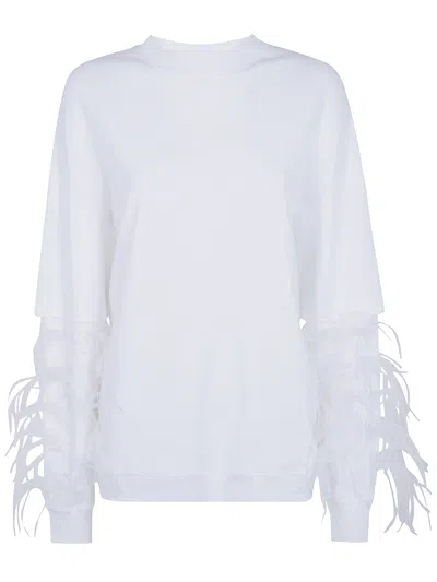Darkpark Troy Feather-embellished Layered-sleeve Sweater In Multi
