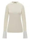 Darkpark Nora Jumper With Buttoned Shirt Cuffs In White