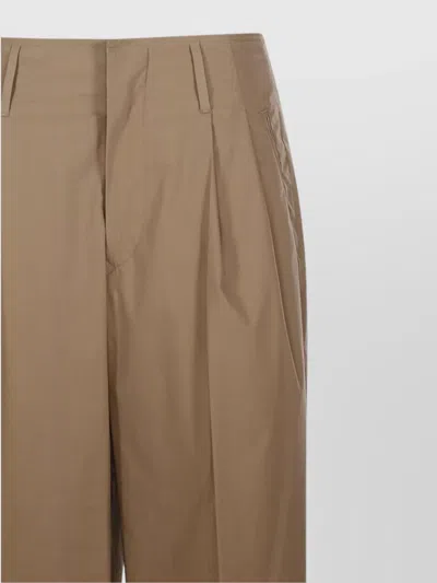 Darkpark Tailored Pleated Cuff Pant In Brown