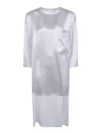 Darkpark Tara Satin Asymmetric Shirt In White