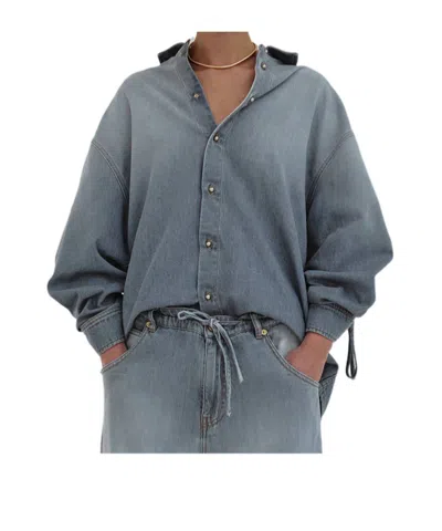 Darkpark Tencel Denim Rouche Shirt In Blue