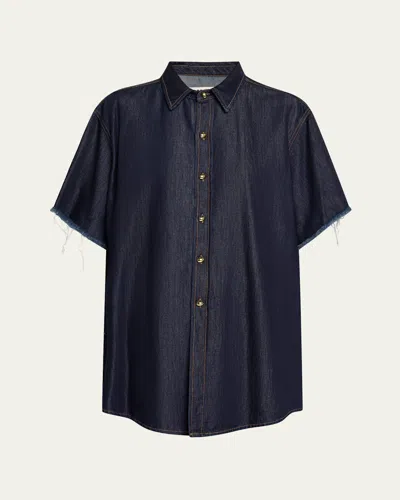 Darkpark Tina Short-sleeve Shirt In Raw Blue Denim