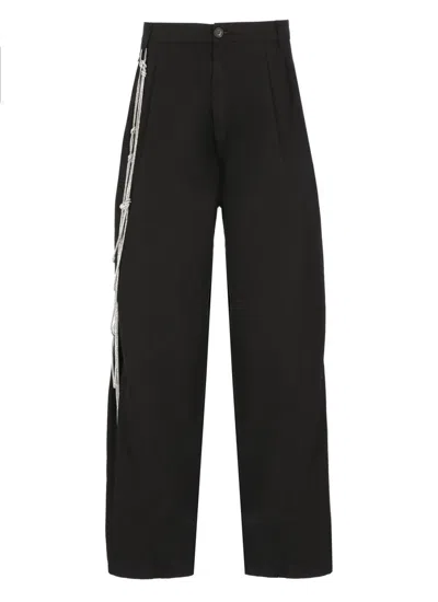 Darkpark Phebe Black Cotton Wide Trousers With Chains