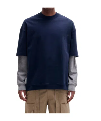 Darkpark Troy - Double Colour Sleeve Tee In Blue
