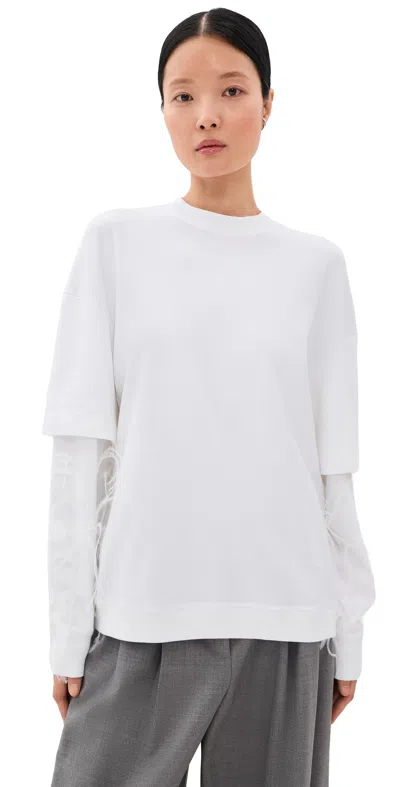 Darkpark Troy Long-sleeved Cotton T-shirt With Feather Application In White