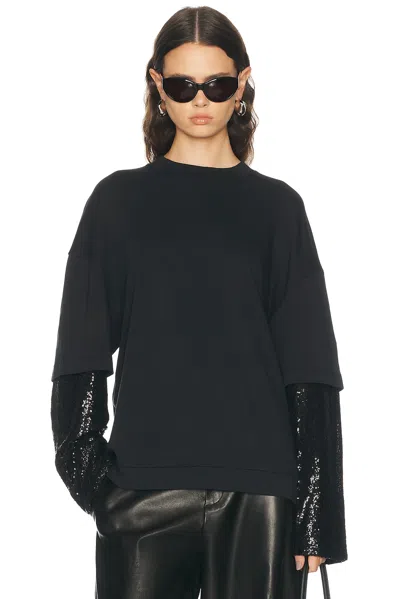 Darkpark Troy Double Sleeve Paillettes Tee In Black